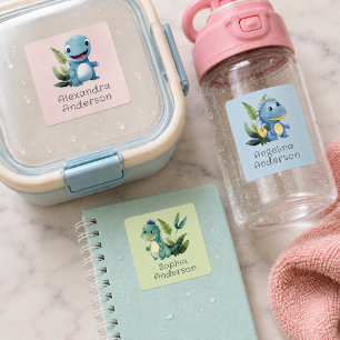 Cute Watercolor Dinosaur Tropic Waterproof Name