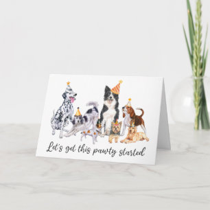 Cute Watercolor Dog Party Happy Birthday Card
