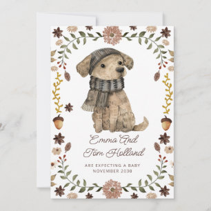 Cute Watercolor Dog Pregnancy Announcement