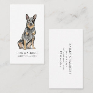 Cute Watercolor Dog Walker Business Card