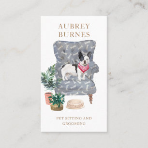 Cute Watercolor Dog Walker Pet Sitter Business Card