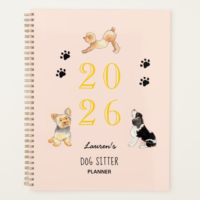 Cute watercolor dogs, dog sitter's 2025 Planner (Front)