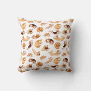 Cute Watercolor Dogs Illustrated Pattern Cushion