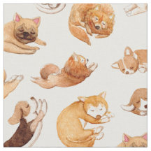 Cute Watercolor Dogs Illustrated Pattern