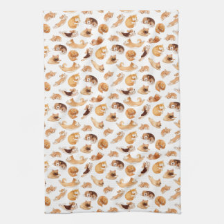 Cute Watercolor Dogs Illustrated Pattern Tea Towel