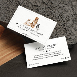 Cute Watercolor Dogs Pet Care Grooming & Salon Business Card