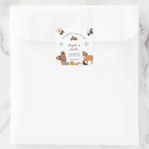 Cute Watercolor Dogs Sage Baby Shower Thank You Square Sticker