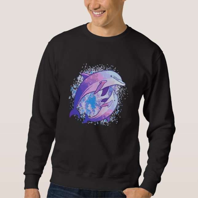 Cute Watercolor Dolphin Sea Animal Dolphin Sweatshirt (Front)