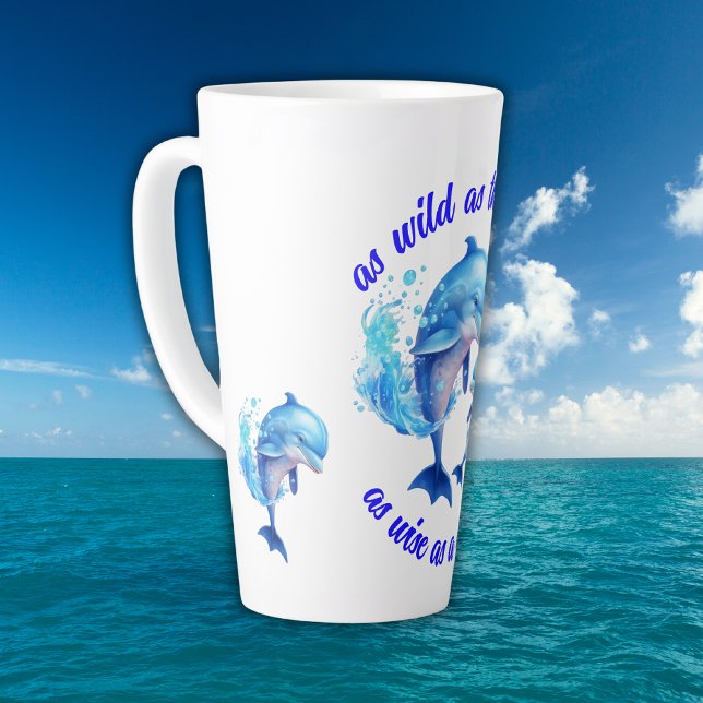 Cute Watercolor Dolphins Quote | Latte Mug (Creator Uploaded)