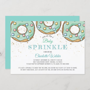 Cute Watercolor Doughnut Blue Baby Boy Sprinkle Invitation