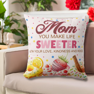 Cute Watercolor Doughnut Mum You Make Life Sweeter Cushion