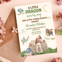 Cute Watercolor Dragon Baby Shower