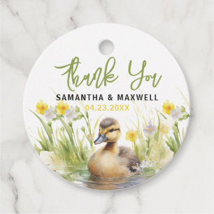 Cute Watercolor Duck Baby Boy Shower Favour Tags