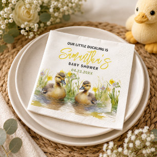 Cute Watercolor Duck Baby Boy Shower Napkin