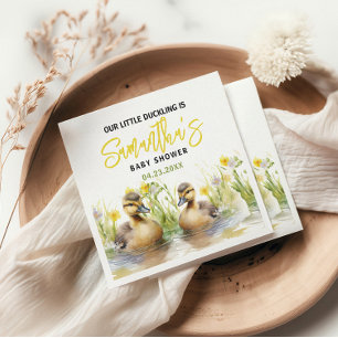 Cute Watercolor Duck Baby Boy Shower Napkin