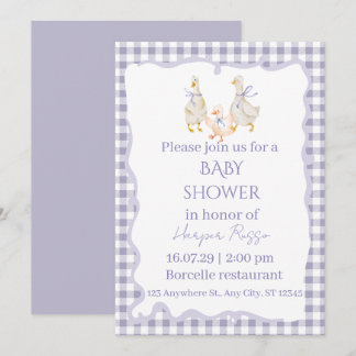 Cute Watercolor Duck Family Baby Shower Invitation