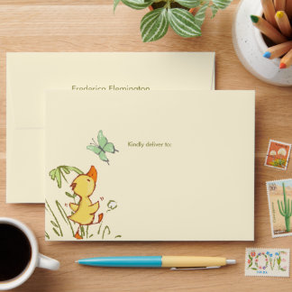 Cute Watercolor Duckling Envelope