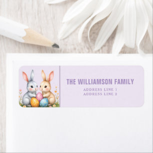 Cute Watercolor Easter Bunnies Return Address Return Address Label