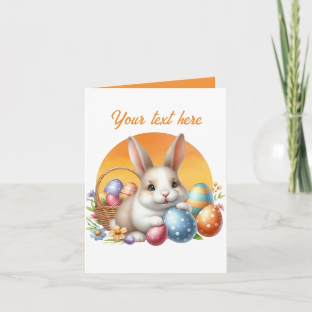 Cute watercolor Easter bunny add message  Holiday Card (Front)