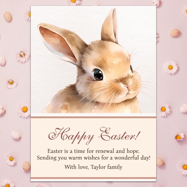 Cute Watercolor Easter Bunny Holiday Card (Creator Uploaded)