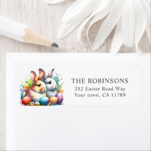Cute Watercolor Easter Bunny Return Address Return Address Label