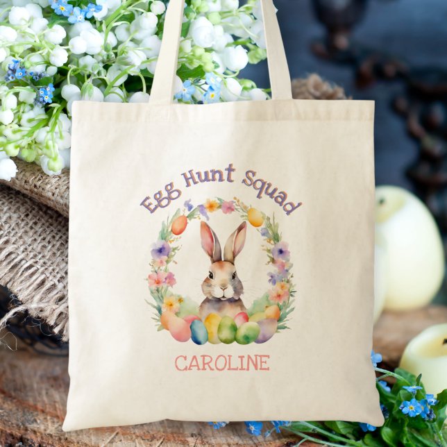 Cute Watercolor Easter Egg Hunt Personalised Kids Tote Bag (Creator Uploaded)