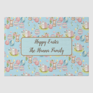 Cute Watercolor Easter Eggs, Bunny and Floral Tissue Paper