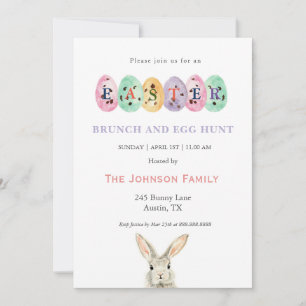 Cute watercolor Easter eggs Easter Brunch  Holiday Card
