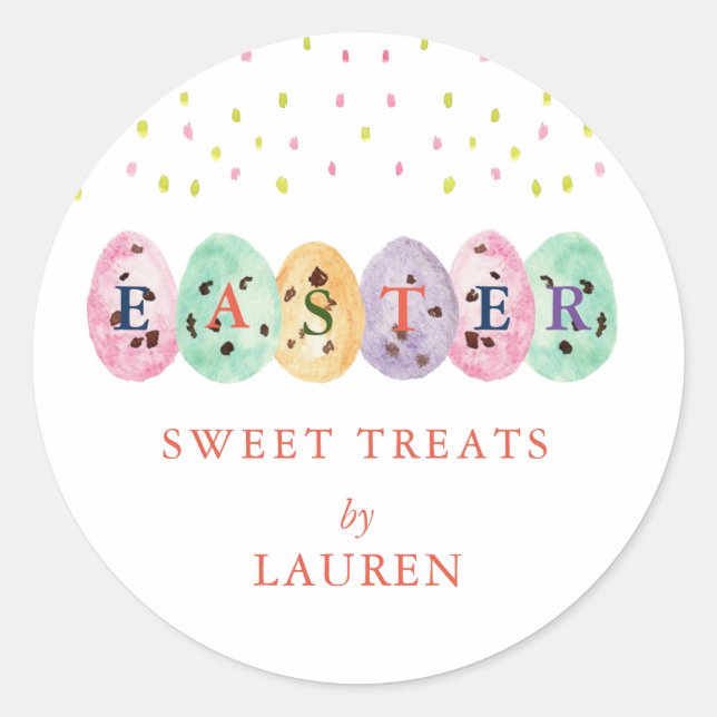  Cute watercolor Easter eggs Easter candy Classic Round Sticker (Front)