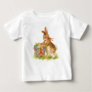 Cute watercolor easter rabbit and basket baby T-Shirt