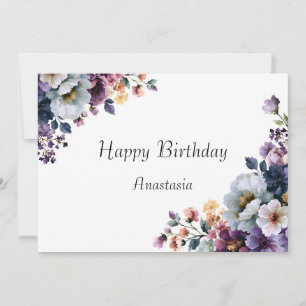Cute Watercolor Elegant Wildflowers For Her Card