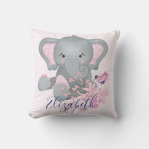 Cute watercolor Elephant baby  Cushion