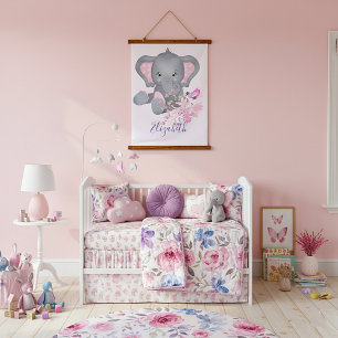 Cute watercolor Elephant baby   Hanging Tapestry