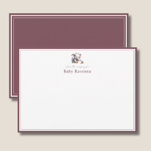 Cute Watercolor Elephant Baby Nursery Thank You  Card