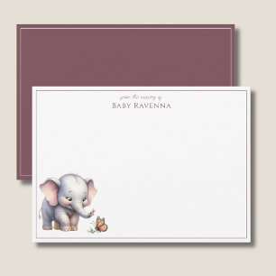 Cute Watercolor Elephant Baby Nursery Thank You  Card