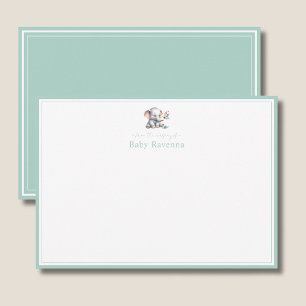 Cute Watercolor Elephant Baby Nursery Thank You  Card