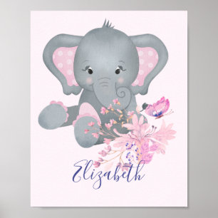 Cute watercolor Elephant baby    Poster