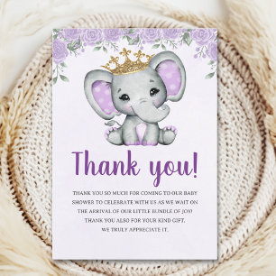 Cute Watercolor Elephant Baby shower girl Thank You Card