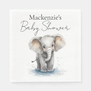 Cute Watercolor Elephant Baby Shower Napkin