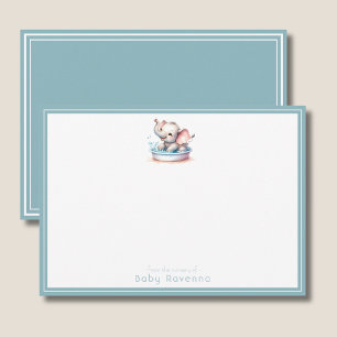 Cute Watercolor Elephant Baby Shower Note Card