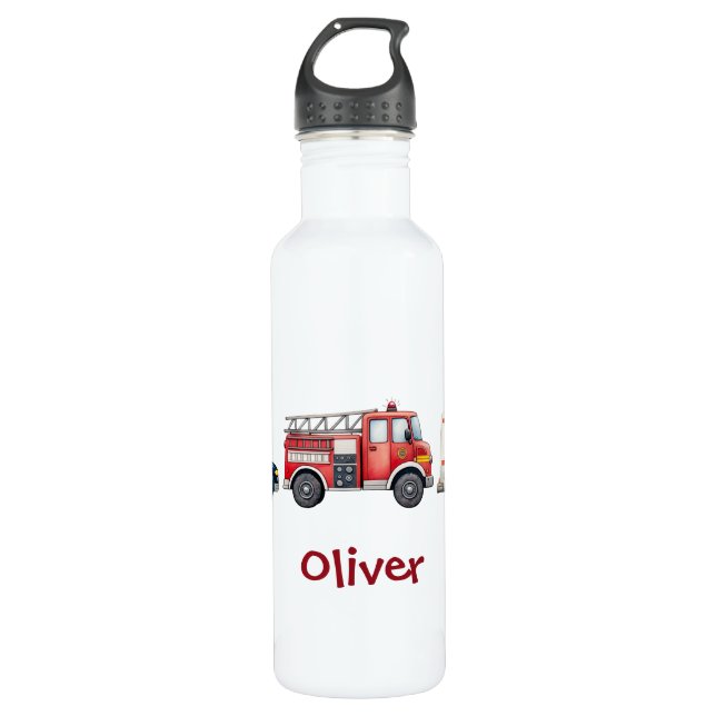 Cute Watercolor Emergency Vehicles 710 Ml Water Bottle (Front)