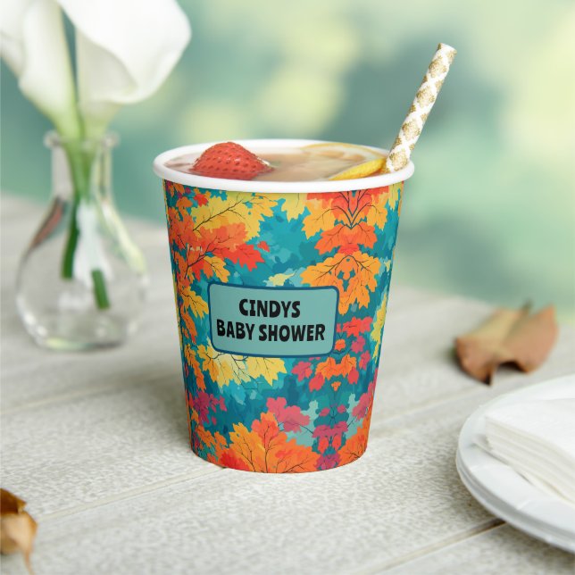 cute watercolor fall autumn baby shower  paper cups (Insitu)
