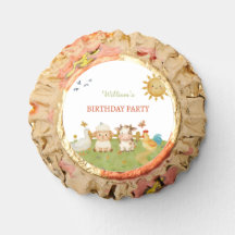 Cute Watercolor Farm Animal Birthday