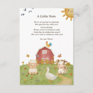 Cute Watercolor Farm Animal Birthday Enclosure Card