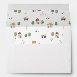 Cute Watercolor Farm Pattern Envelope