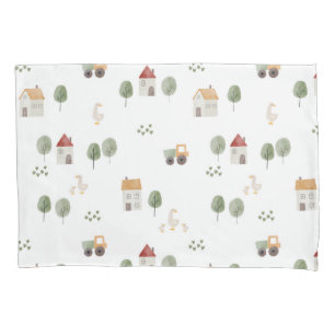 Cute Watercolor Farm Pattern Pillowcase