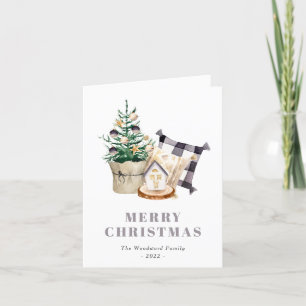 Cute Watercolor Farmhouse Christmas Holiday Card
