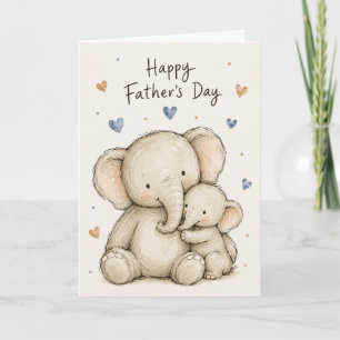 Cute Watercolor Father's Day Greeting Card