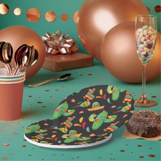 Cute Watercolor Fiesta Paper Plates (Multi)