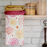 Cute watercolor fireworks in yellow and orange tea towel<br><div class="desc">Cute watercolor fireworks in yellow and orange. Watercolor abstract brush strokes pattern.</div>